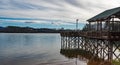 Winter View of a Fishing Pier Ã¢â¬â Smith Mountain Lake, Virginia, USA Royalty Free Stock Photo